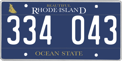 RI license plate 334043