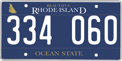 RI license plate 334060