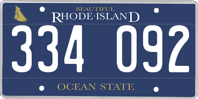 RI license plate 334092