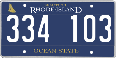 RI license plate 334103