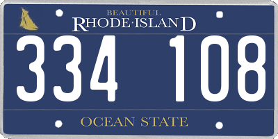 RI license plate 334108