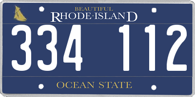 RI license plate 334112