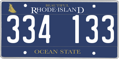 RI license plate 334133