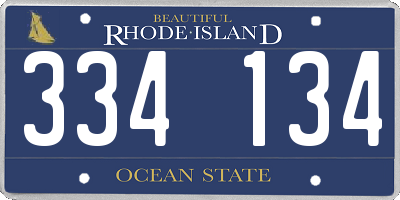 RI license plate 334134