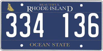 RI license plate 334136