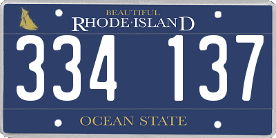 RI license plate 334137