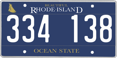 RI license plate 334138