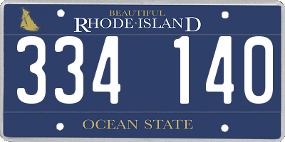 RI license plate 334140