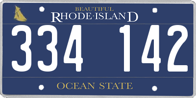 RI license plate 334142