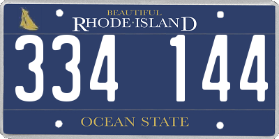 RI license plate 334144