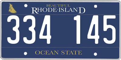 RI license plate 334145