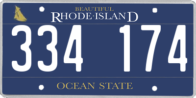 RI license plate 334174