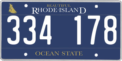 RI license plate 334178