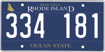 RI license plate 334181