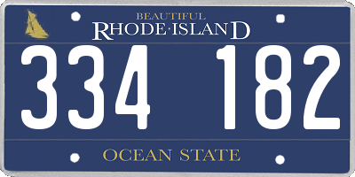 RI license plate 334182