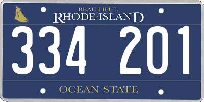 RI license plate 334201