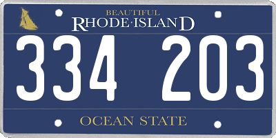 RI license plate 334203