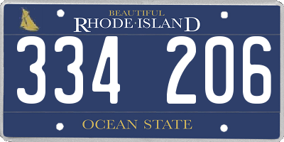 RI license plate 334206