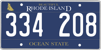 RI license plate 334208