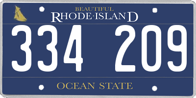 RI license plate 334209