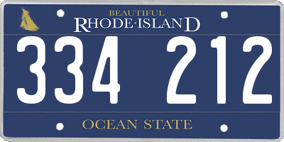 RI license plate 334212