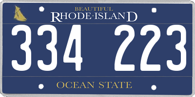 RI license plate 334223