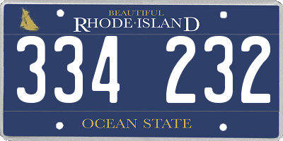 RI license plate 334232