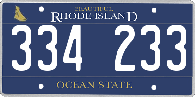 RI license plate 334233