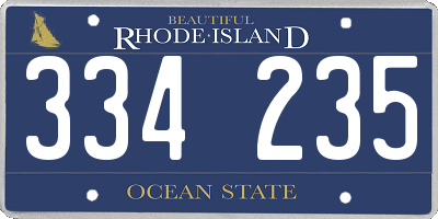 RI license plate 334235