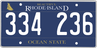 RI license plate 334236