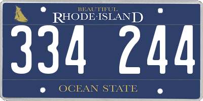 RI license plate 334244
