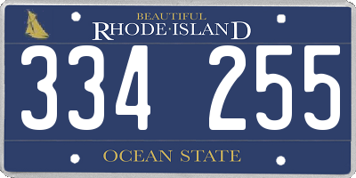 RI license plate 334255