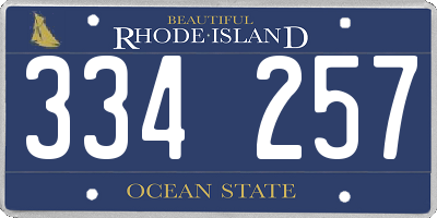 RI license plate 334257