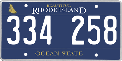 RI license plate 334258