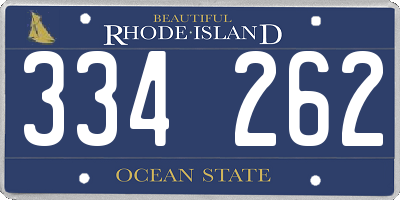 RI license plate 334262