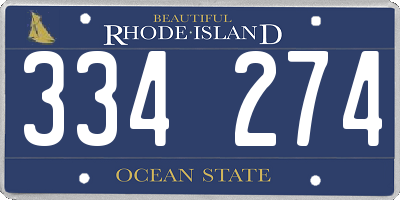RI license plate 334274