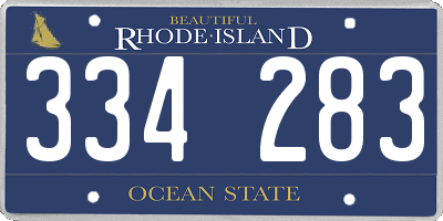 RI license plate 334283