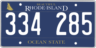 RI license plate 334285