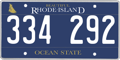 RI license plate 334292