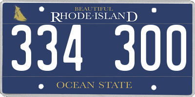 RI license plate 334300