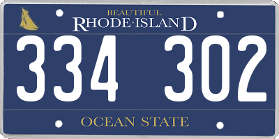 RI license plate 334302