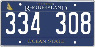 RI license plate 334308