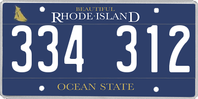RI license plate 334312
