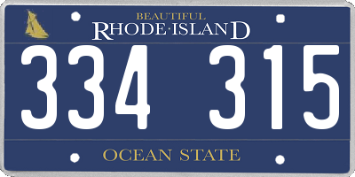 RI license plate 334315