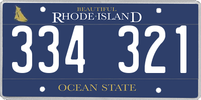 RI license plate 334321