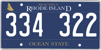 RI license plate 334322