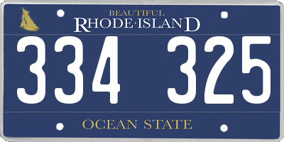 RI license plate 334325