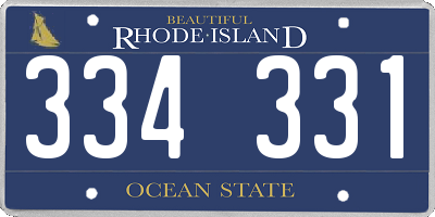 RI license plate 334331