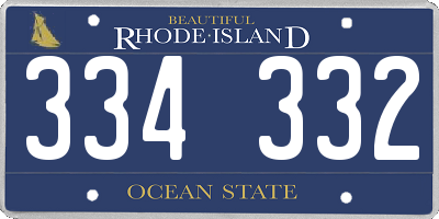 RI license plate 334332