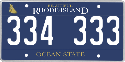 RI license plate 334333